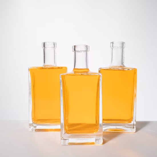 Роскошная пустая стеклянная бутылка для ликера квадратной формы 70cl 75cl Бутылка водки, джина и текулии